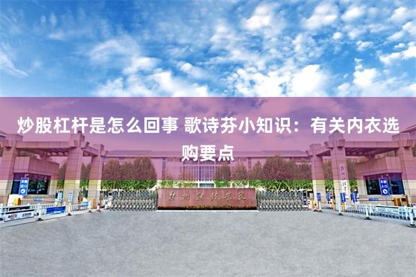 炒股杠杆是怎么回事 歌诗芬小知识：有关内衣选购要点