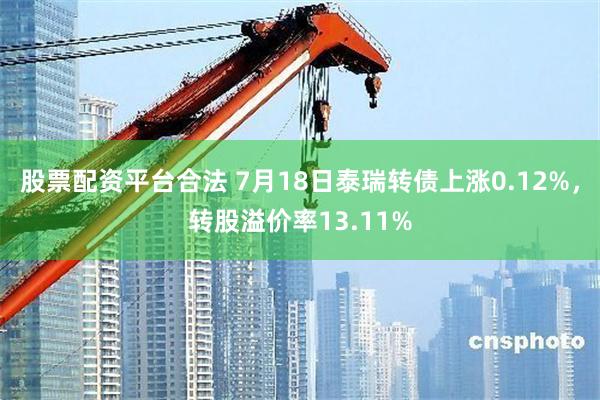股票配资平台合法 7月18日泰瑞转债上涨0.12%，转股溢价率13.11%