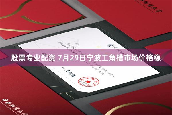 股票专业配资 7月29日宁波工角槽市场价格稳